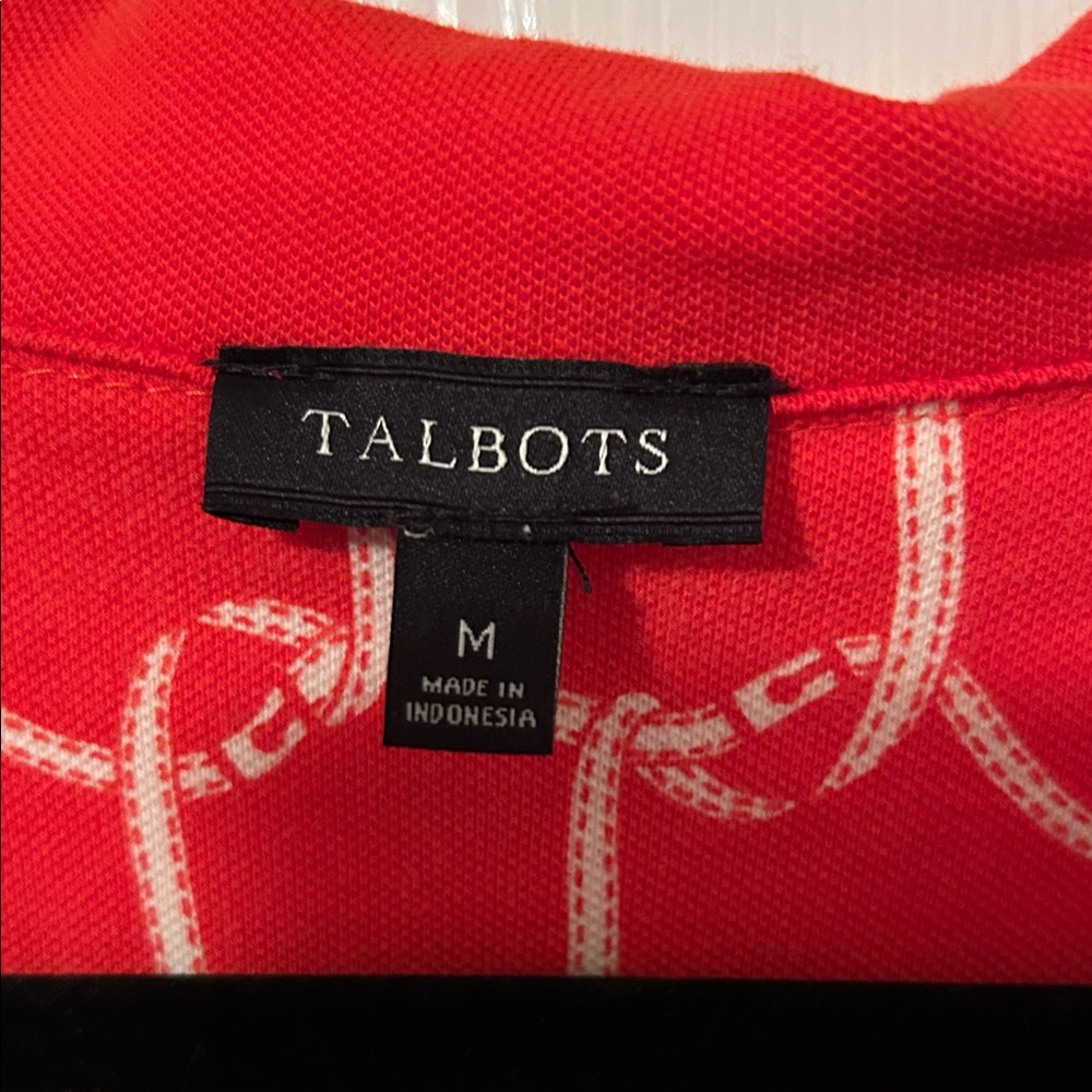 Talbots Red Rope-Link Print Long Sleeve Button-Down Shirt - Picture 3 of 9
